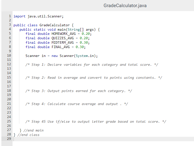 The category weights have been given as constants for you. Homework and