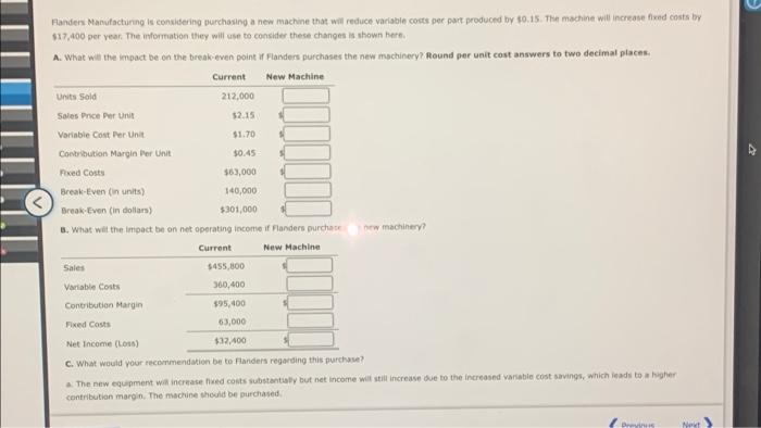  Handers Manufacturing le considering purchasing a new machine that wil reduce