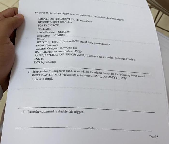 Answer the following Questions 110 points) Based on the following tables: CUSTOMERS
