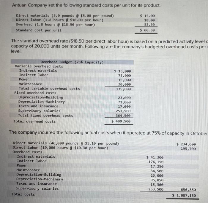 its product. The standard overhead rate (\$18.50 per direct labor hour) is