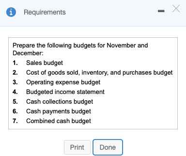 information: Data Table October sales are projected to be $390,000. Sales are