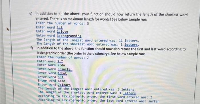 is to do some statistics on words, with a simple function. a)