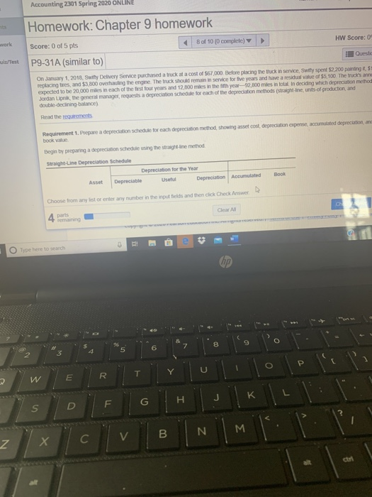  Accounting 2001 Spring 2020 UNLINE Homework: Chapter 9 homework Score: 0