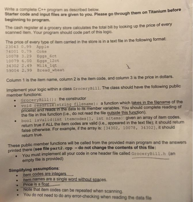  c++ Write a complete C++ program as described below files are
