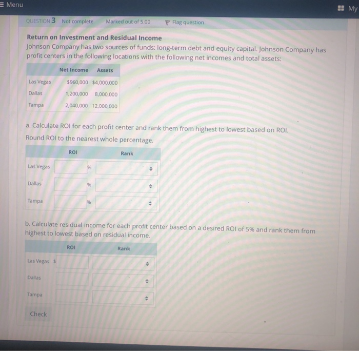  My E Menu QUESTION 3 Not complete Marked out of 5.00