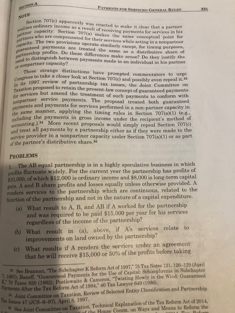 PROBLEM 1, (a) + (b) ONLY PAYMENTS FOR SERVICES: GENERAL RULE TE
