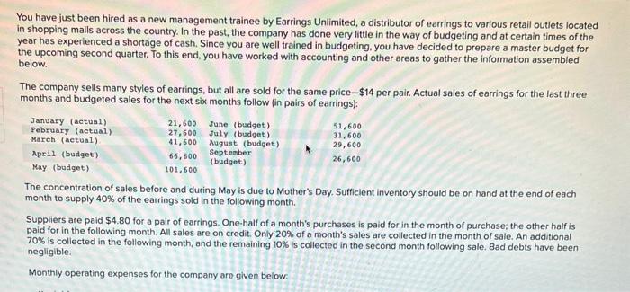  Please help ! You have just been hired as a new