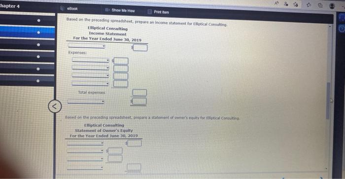 convutting. Based on the oreceding spreadsheet, prepare a statement of uwner't equity