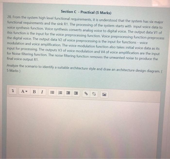  Section C - Practical (5 Marks) 28. From the system high