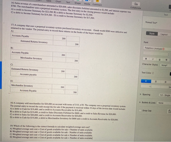  Co Table Chart Text Shape Media Comment Collaborate 16) Sales revenue