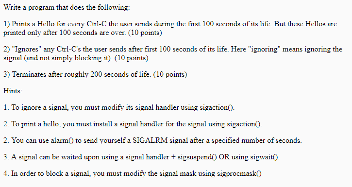  IN C Write a program that does the following: 1) Prints