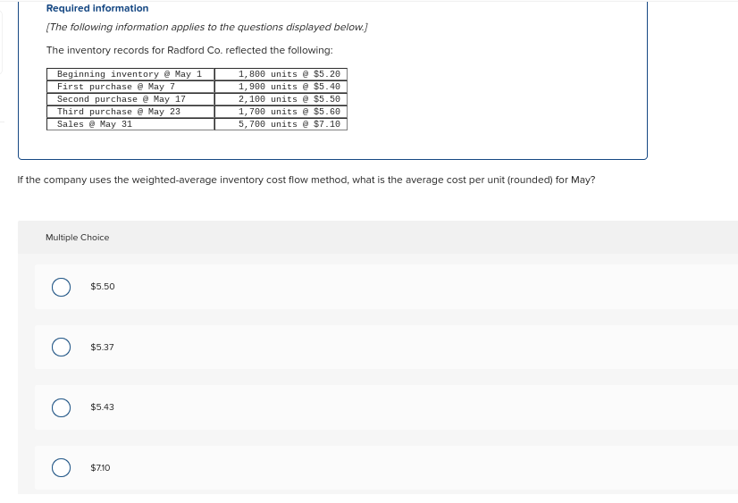 Question 1 Question 2 Question 3 Required information (The following information applies