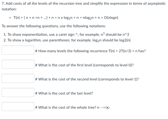 recursion tree based on the given recurrence relation. - A problem of