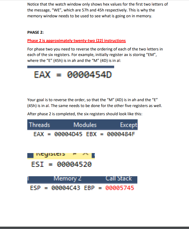 ; save the contents of register ESP so it can be restored