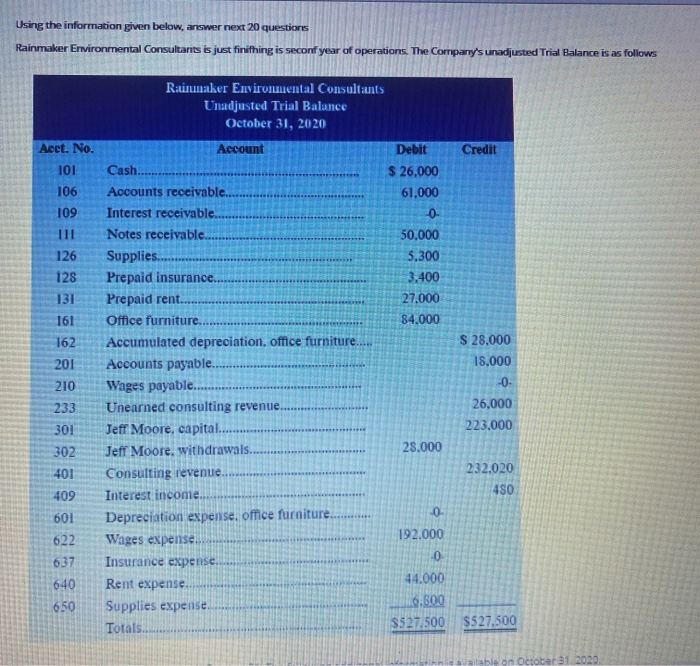  please answer these questions Using the information given below, answer next