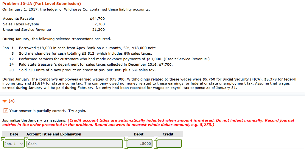 Problem 10-1A (Part Level Submission) On January 1, 2017, the ledger