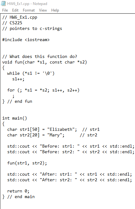 EXERCISES:C++ Langauge 1. (9%) What does this function do? a.Run the given
