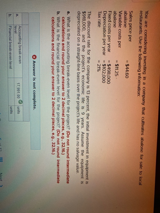  please help determine how to find the financial break even level