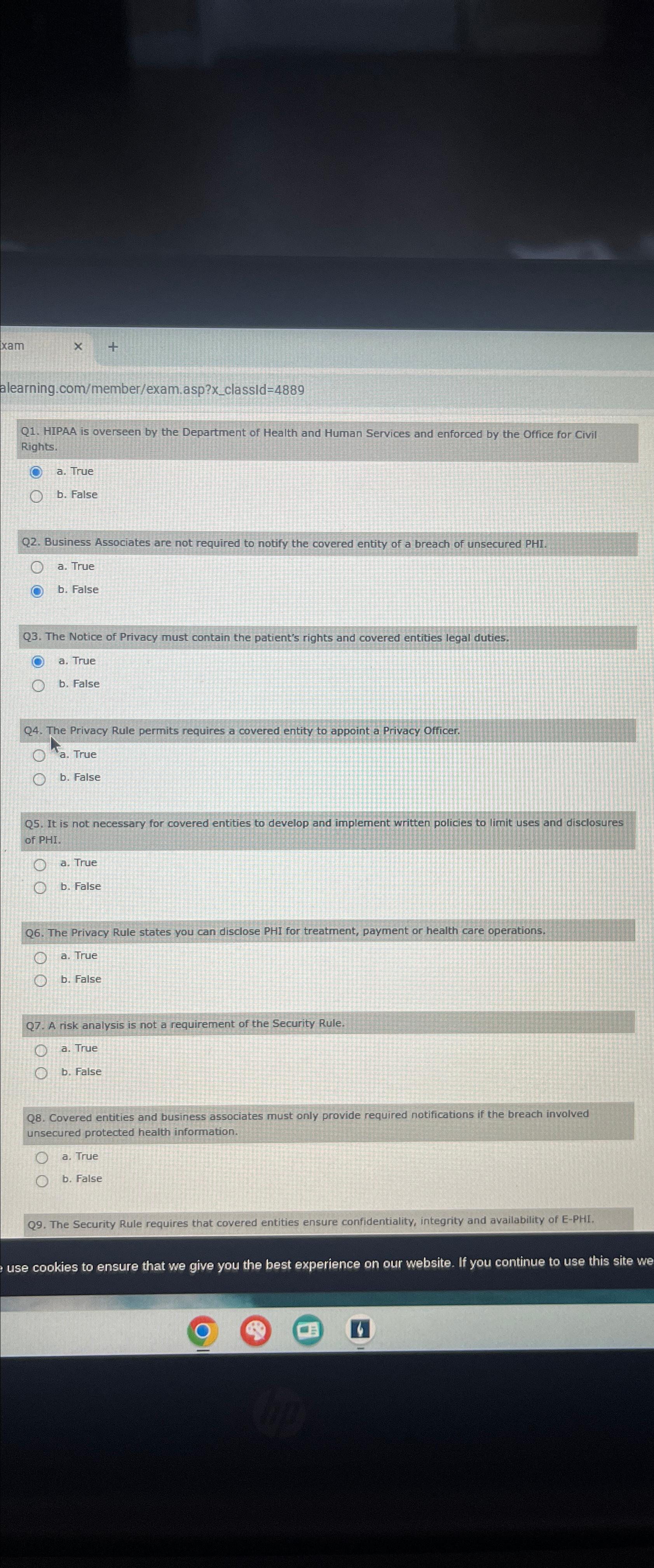  alearning.com/member/exam.asp?x_classid=4889 Q1. HIPAA is overseen by the Department of Health and