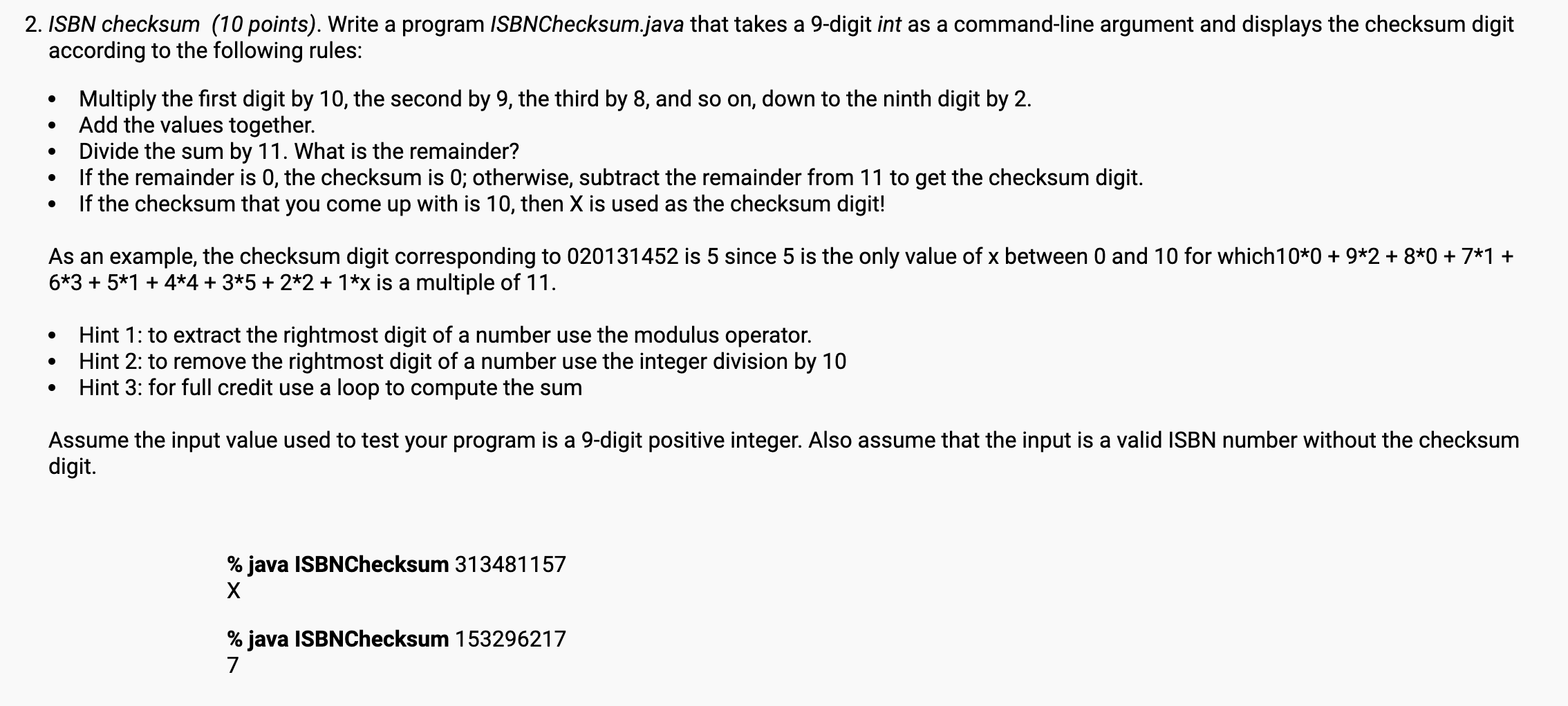 Sevens (10 points). Write a program LuckySevens.java that takes an int as