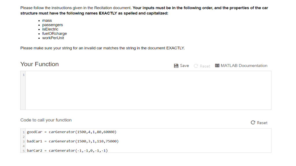  Please help me for making Matlab function! Please follow the instructions