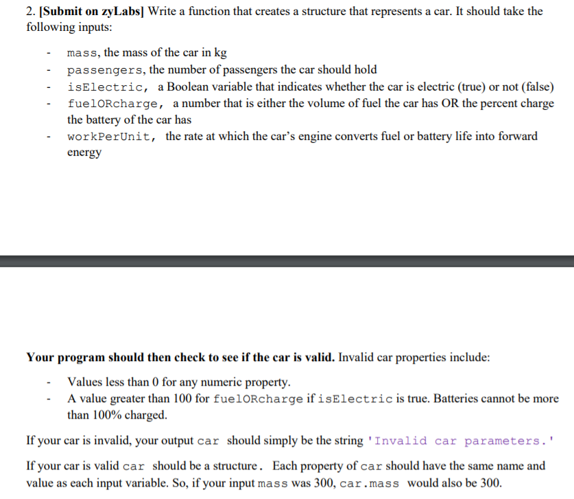 given in the Recitation document. Your structure must have the following names