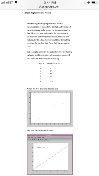  c@D. 3:44 PM sites.google.com ill AT&T 3. Linear Regression (10 Points)