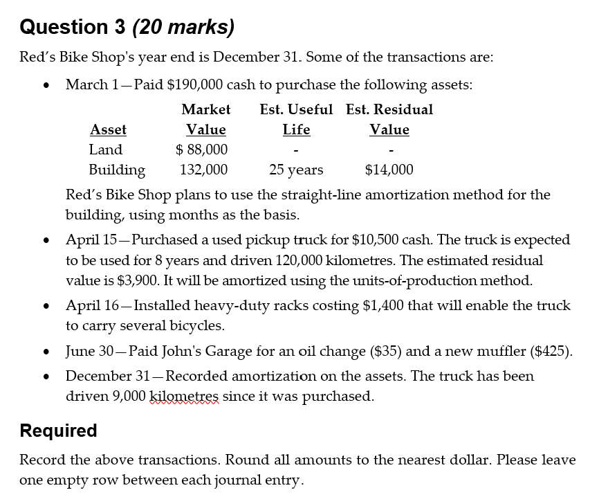  Nothing is missing *** Reds Bike Shop's year end is December