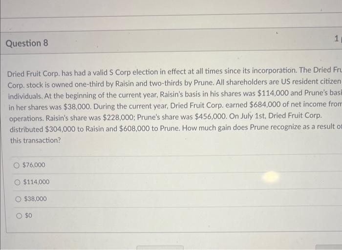  Dried Fruit Corp. has had a valid S Corp election in