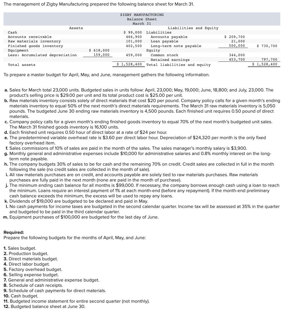Please help with req 8-10, 11, and 12 a. Sales for March