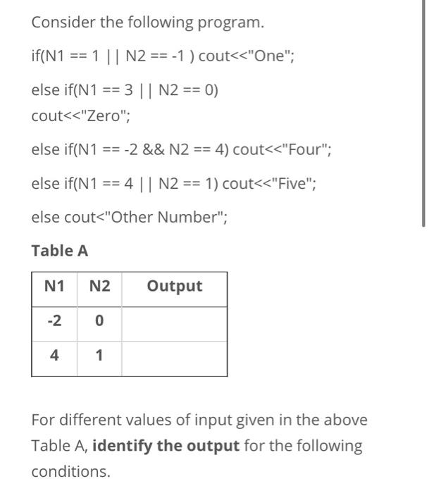  Consider the following program. if(N1 == 1 == 1 || N2