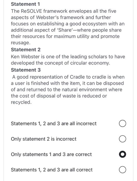  Statement 1 The ReSOLVE framework envelopes all the five aspects of