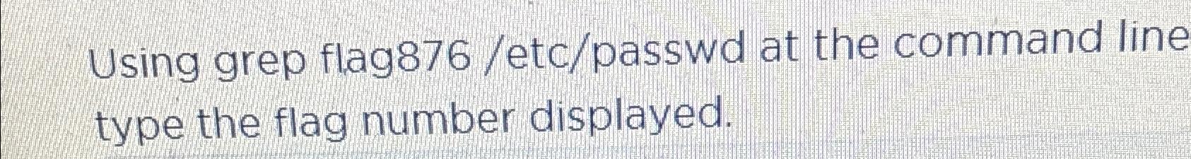  Using grep flag876/etc/passwd at the command line type the flag number
