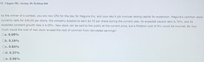  13. Chapter MC, Section 09, Problem 068 As the winner of