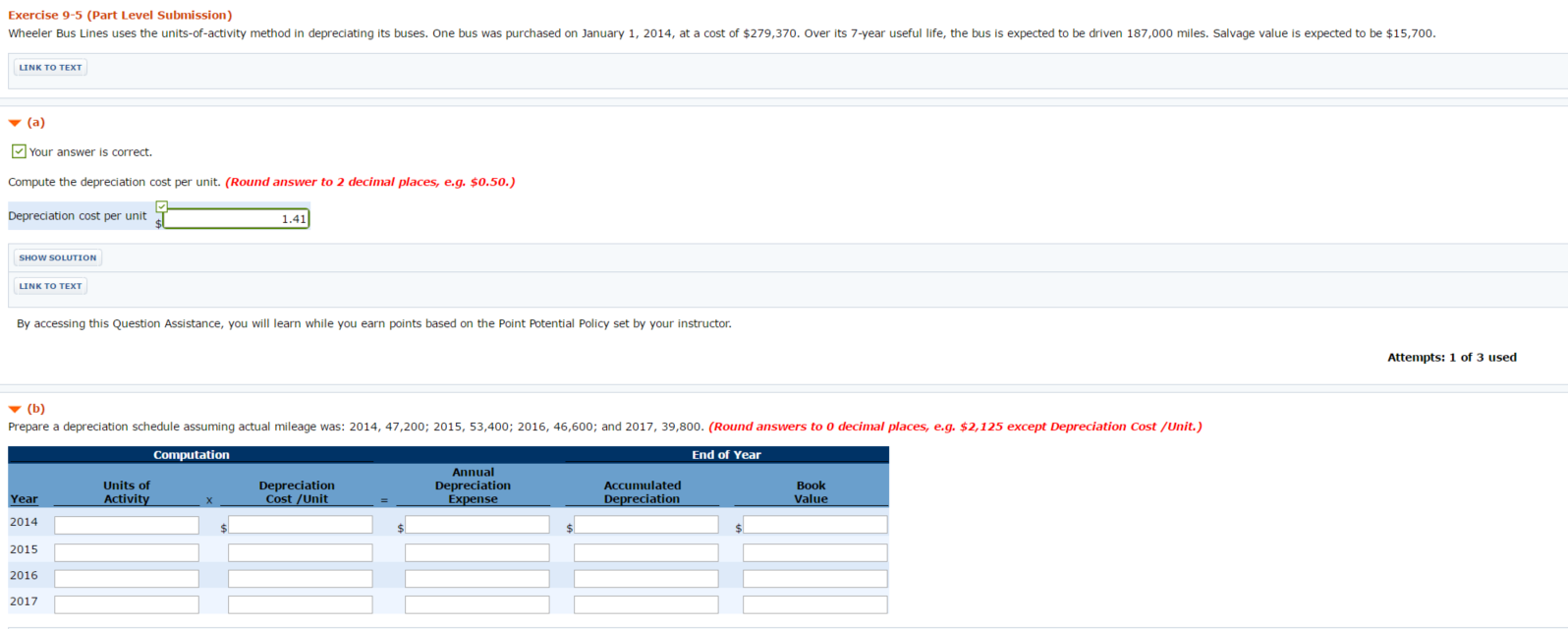  Wheeler Bus Lines uses the units-of-activity method in depreciating its buses.