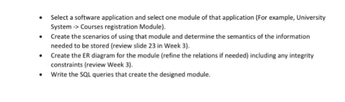  - Select a software application and select one module of that
