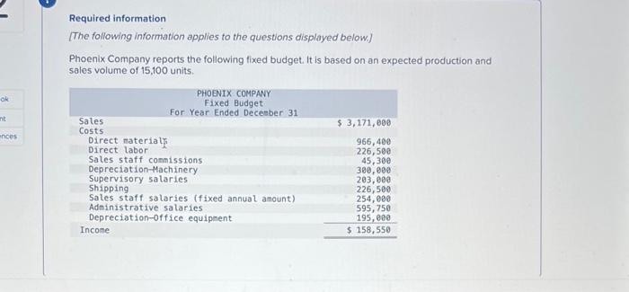  please answer all the above Required information [The following information applies