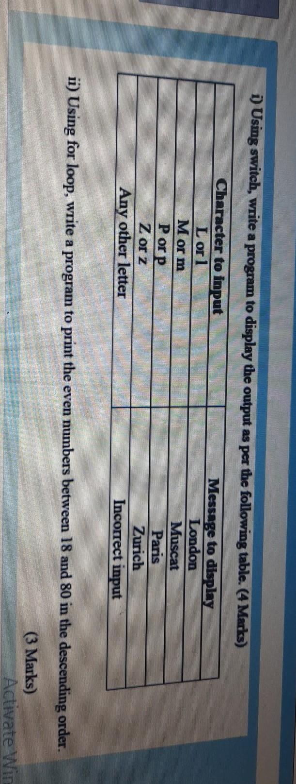  please I need the answer by using switch in C programming
