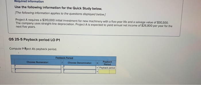  Required information Use the following information for the Quick Study below.