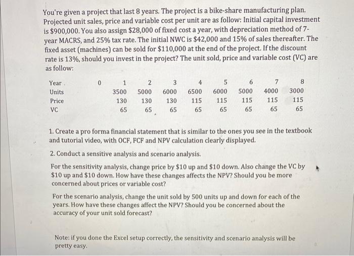  You're given a project that last 8 years. The project is