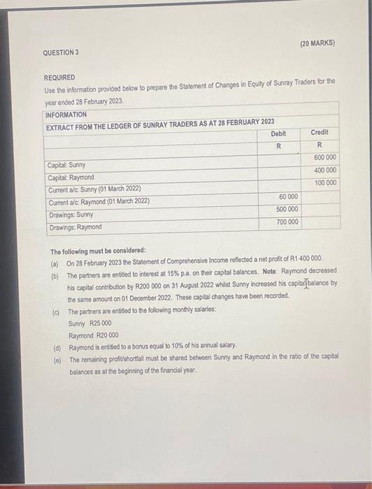 Please assist REQUIRED Use the information provided below to prepare the Statement