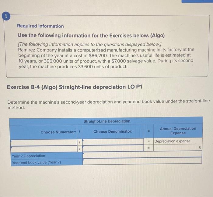  Required information Use the following information for the Exercises below. (Algo)