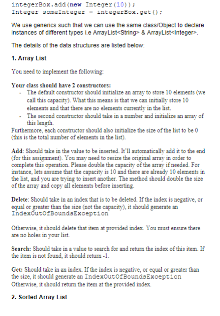 private int capacity; private Object[] ls; // TODO: default: should create an