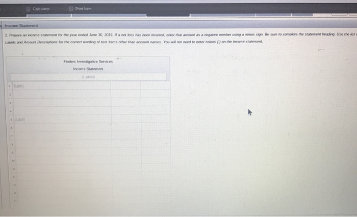 Income Statement Chatol Rocount Final Question Instructions Forders Service is nie wiem