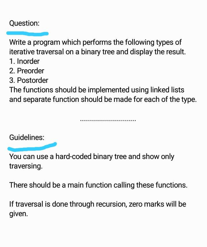  Question: Write a program which performs the following types of iterative