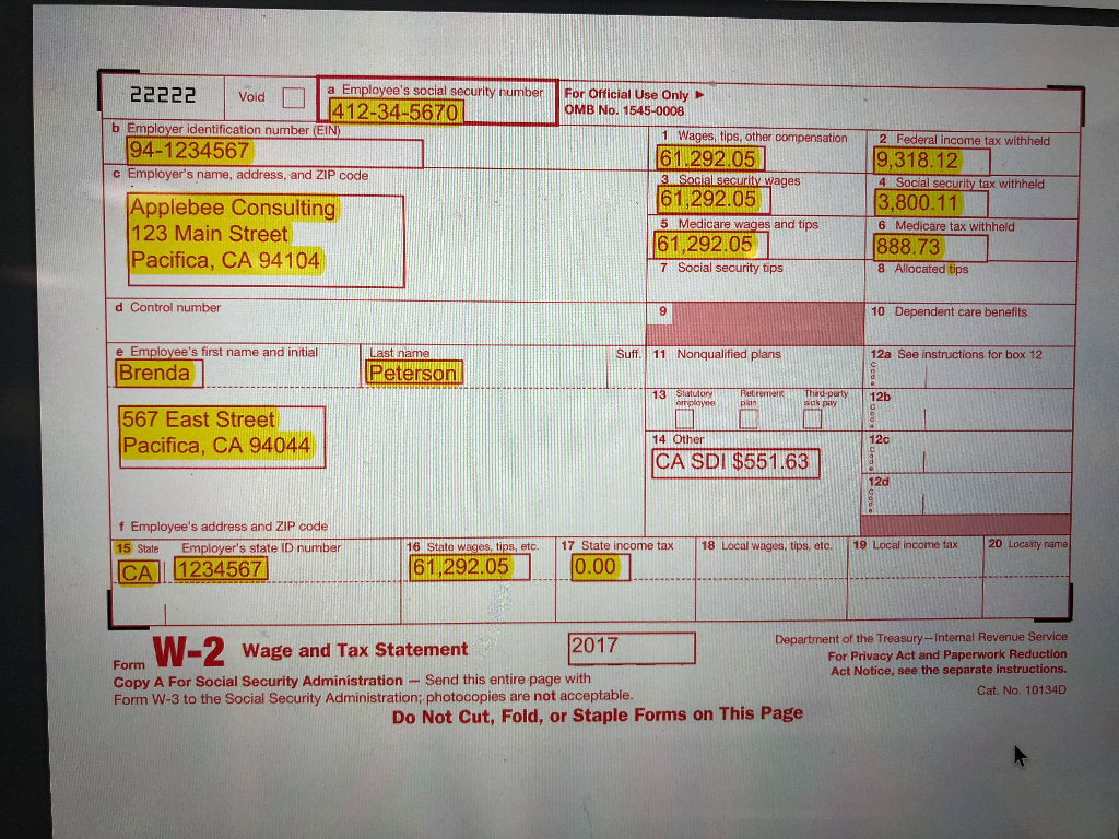 form 1040EZ (federal) & 540-2EZ (California) for this problem. Staple the federal