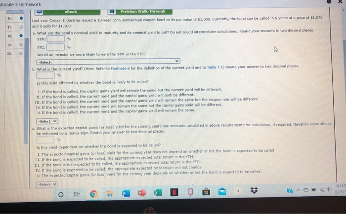  Module 3 Homework ebook Problem Walk Through 16. Last year Carson