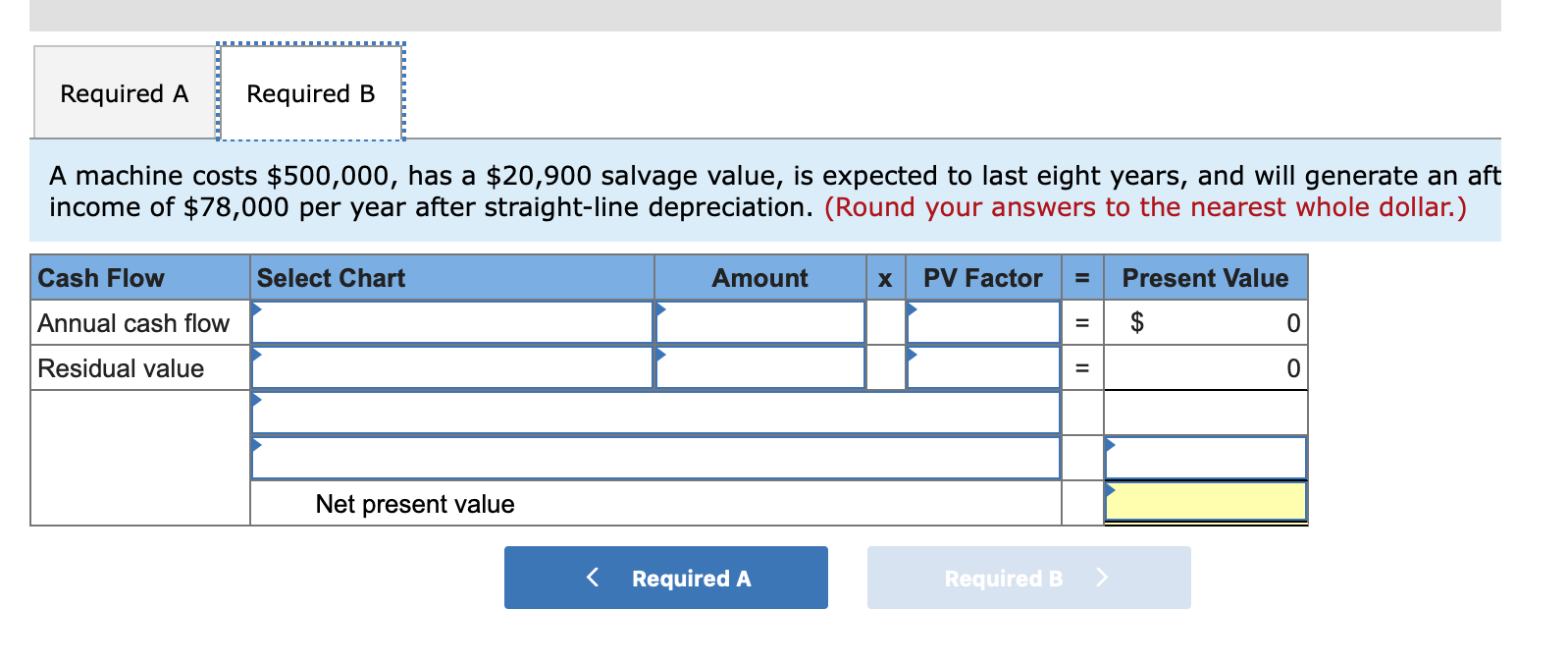 to cost $530,000 and have a useful life of six years. The