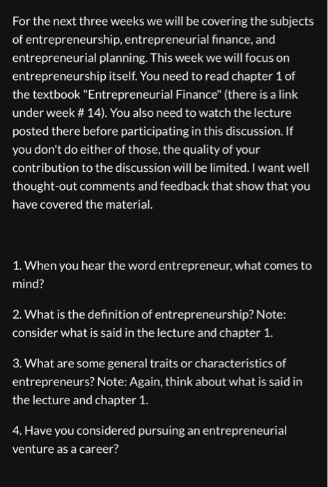  For the next three weeks we will be covering the subjects