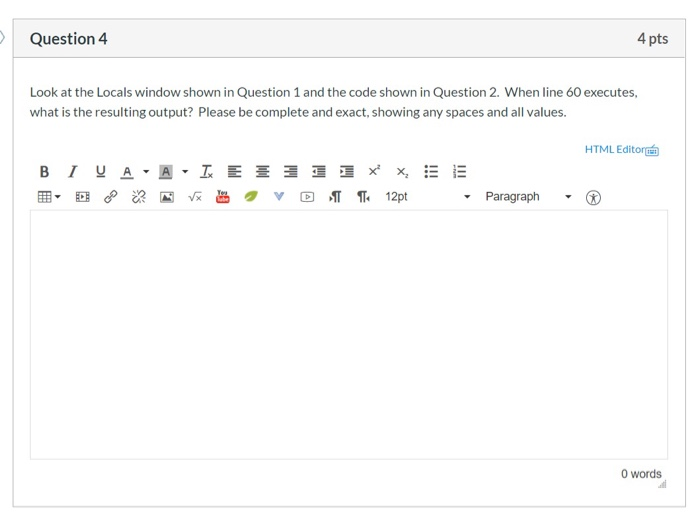 output or a crash. Question 2 4 pts The value stored in